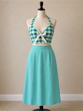 SHEIN Aqua Midi A-Line Skirt